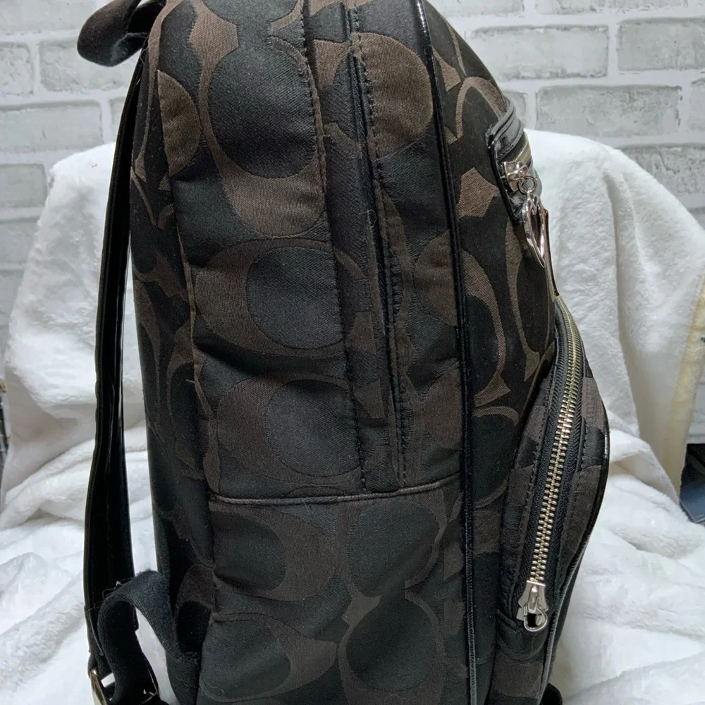 Coach Poppy Signature Black and Brown Backpack